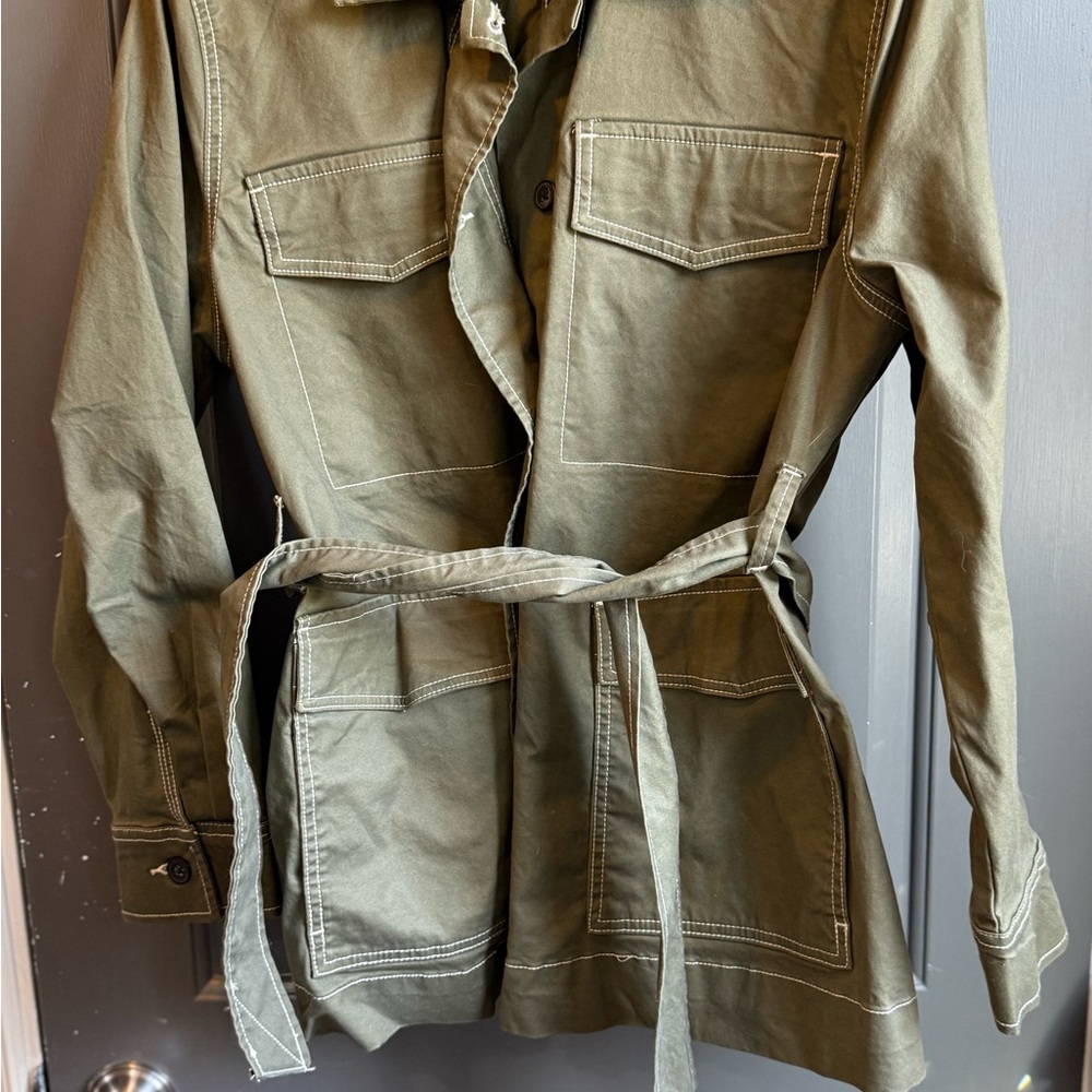 Khaki Women's Utility Jacket with Belt